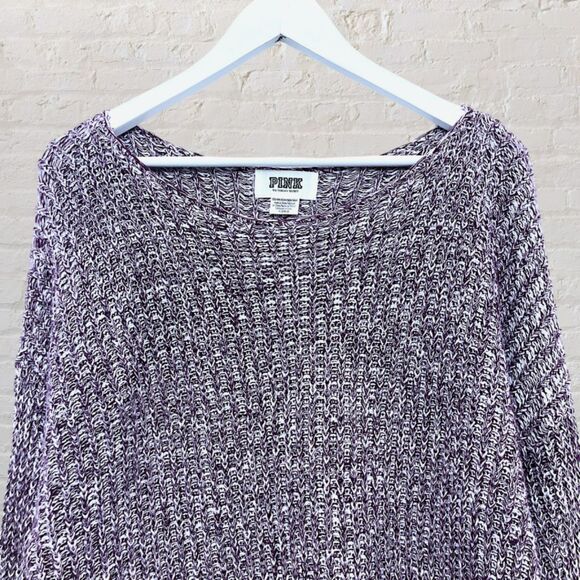 PINK Victoria's Secret XS Purple Marled Knit Oversized Cropped Sweater - Picture 4 of 15